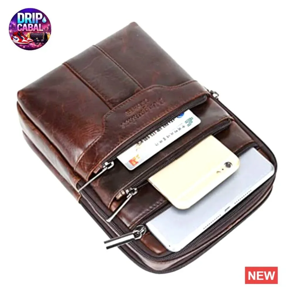 Genuine Leather Messenger Bag Crossbody Shoulder Sling Pack